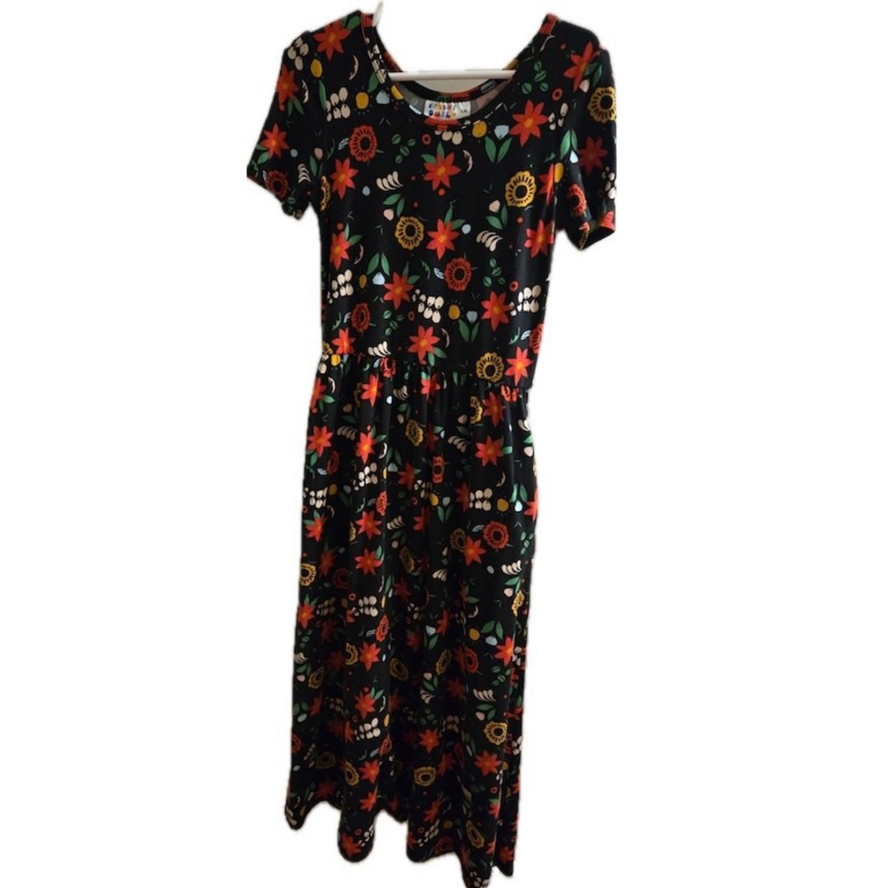 DOT DOT SMILE Girls 5/6 Pockets Holiday Poinsettia Red Green Christmas Dress